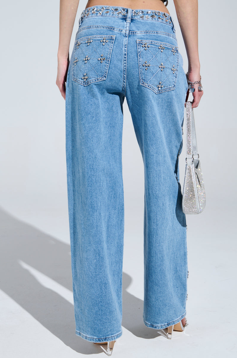 TAKE ME OUT RHINESTONE DENIM JEANS