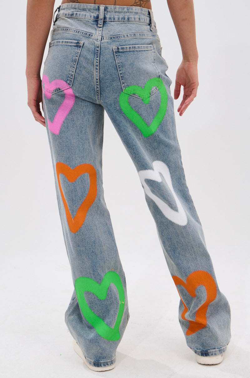 LOVERGIRL AIRBRUSHED WIDE LEG JEANS
