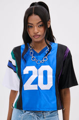 WHAT YOU WORKIN' WITH PATCHWORK JERSEY TOP
