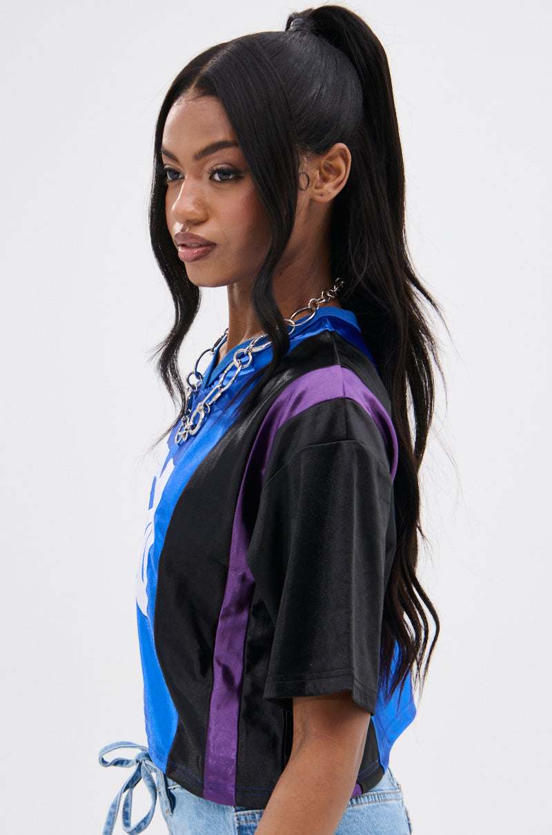 WHAT YOU WORKIN' WITH PATCHWORK JERSEY TOP