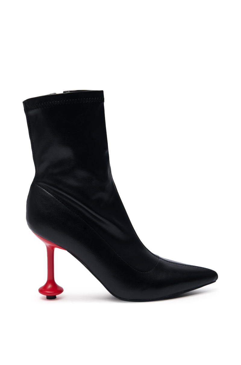 AZALEA WANG FABBRI BLACK BOOTIE WITH RED HEEL