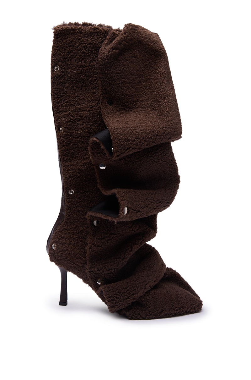 AZALEA WANG FABIAN BROWN SHERPA FOLDED DETAIL BOOT