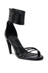 AZALEA WANG FAWZI BLACK BANANA HEEL CUFFFED SANDAL
