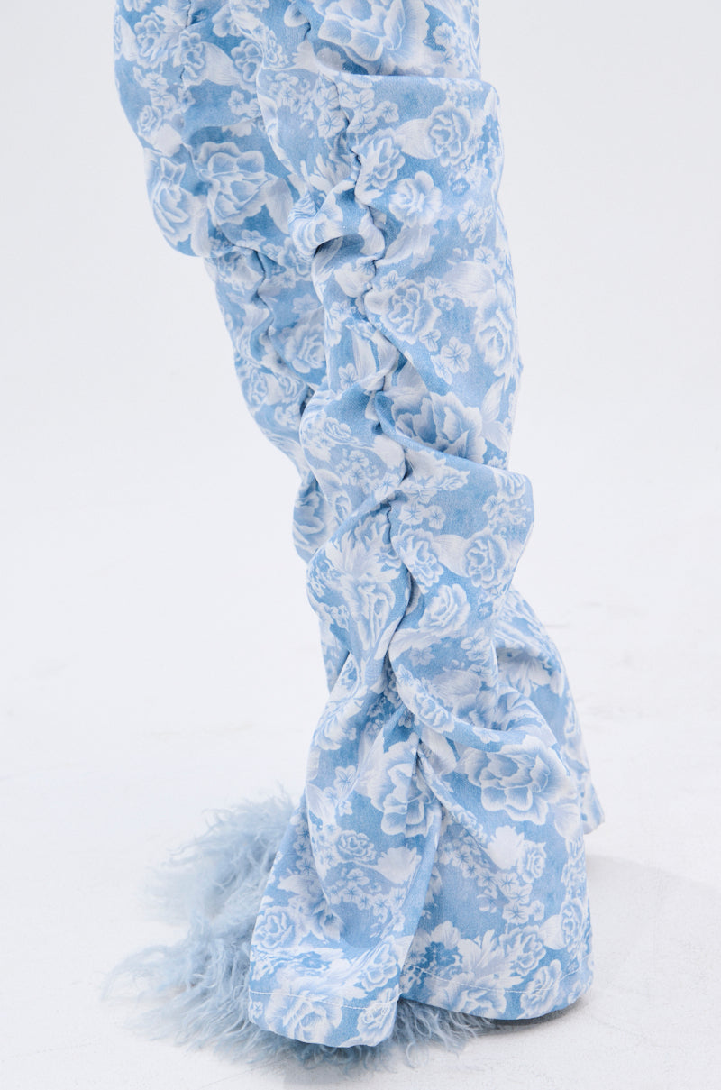 FLORAL LIFE DENIM STACKED PANT