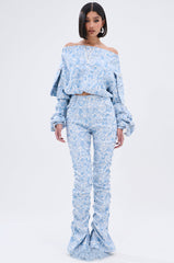 FLORAL LIFE DENIM STACKED PANT