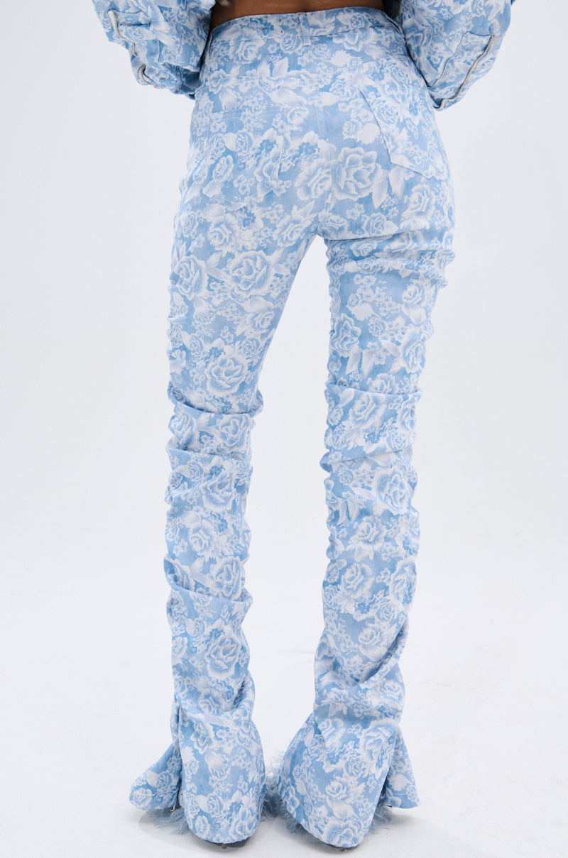 FLORAL LIFE DENIM STACKED PANT