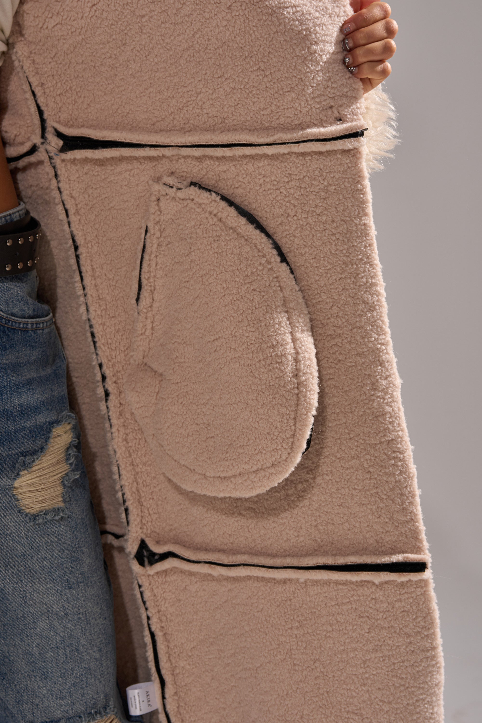 SHE GOT IT FLUFFY PU TRENCH WITH BONDED SHERPA