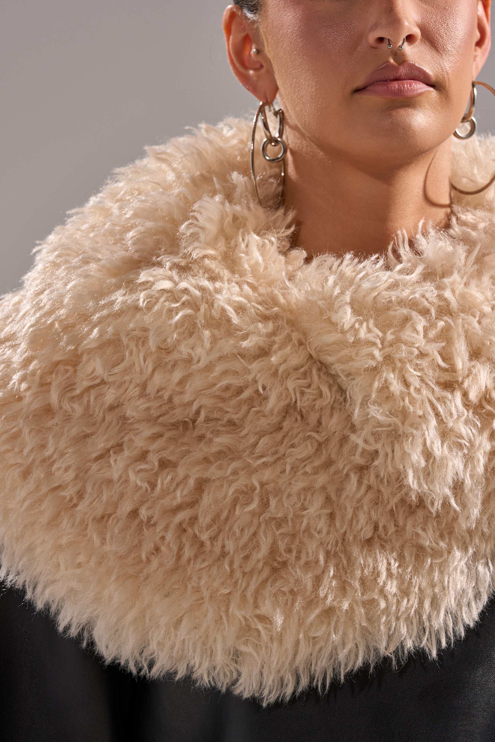 SHE GOT IT FLUFFY PU TRENCH WITH BONDED SHERPA