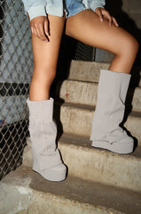 AZALEA WANG FRANKEYE BEIGE FLATFORM BOOT