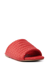 AKIRA GAIA RED BRAIDED FLAT SLIP ON SANDAL