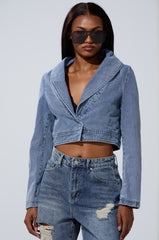 NEW GISELE CROPPED FUR TRIM JACKET
