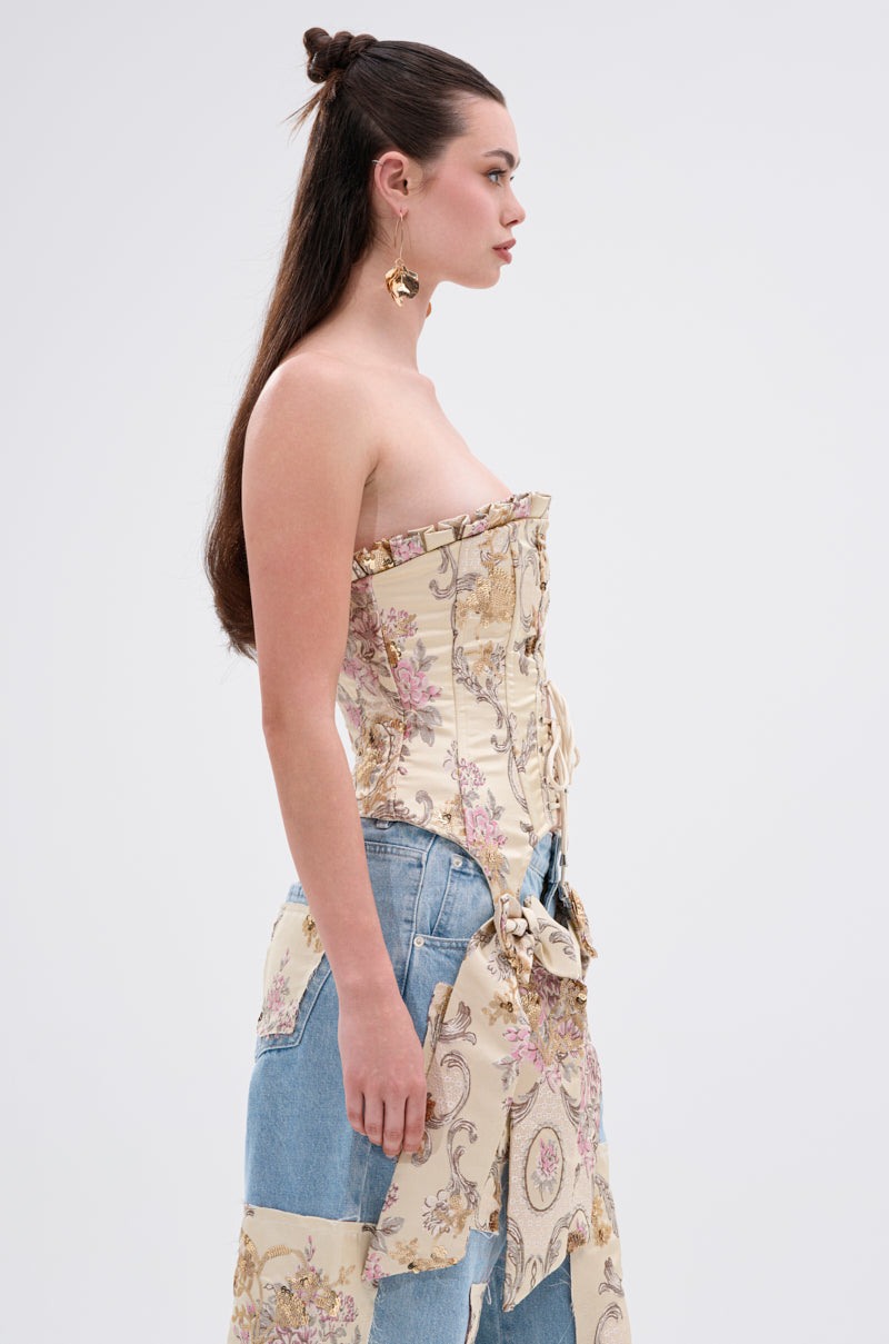 ROYAL ENERGY BROCADE CORSET TOP