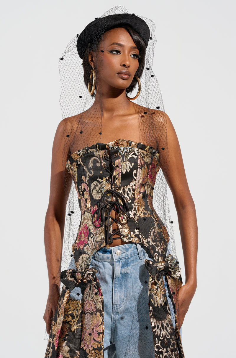QUEENDOM BROCADE CORSET TOP
