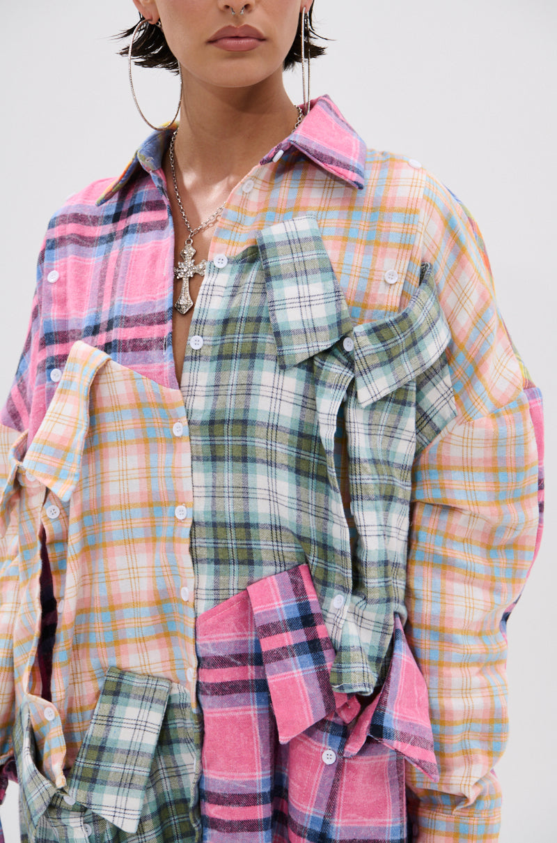 WILD CHILD PLAID SHIRT DRESS