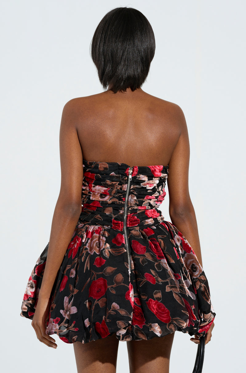 TIMELESS BEAUTY VELVET BURNOUT MINI DRESS