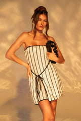ALIX STRIPED MINI DRESS WITH TIE FRONT
