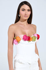 UNLEASH YOUR INNER DIVA FLOWER TRIM CORSET TOP
