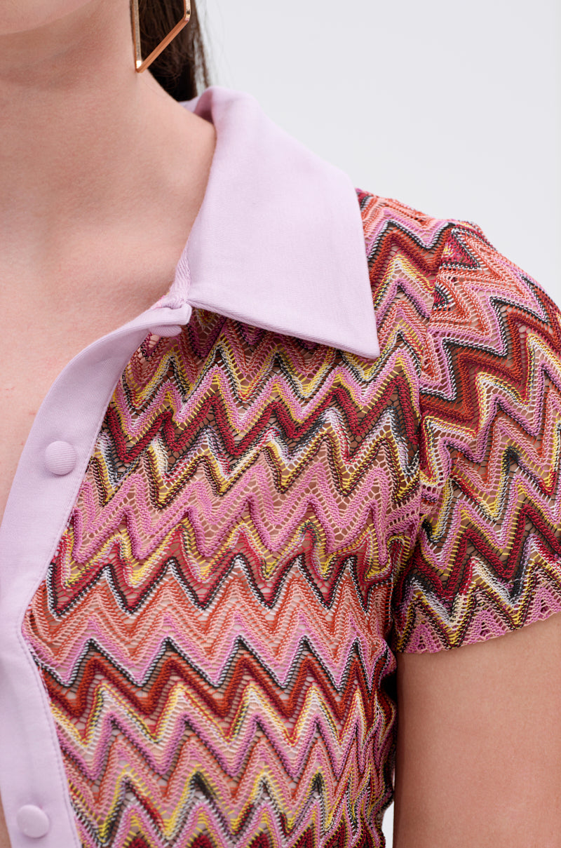 BEACHY BLISS CROCHET SHORT SLEEVE BUTTON DOWN