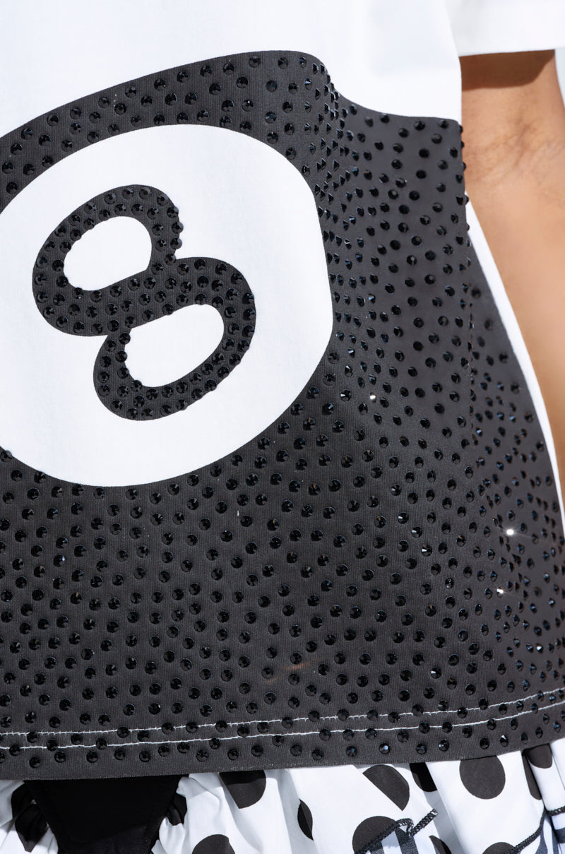 8BALL RHINESTONE OVERSIZED TEE