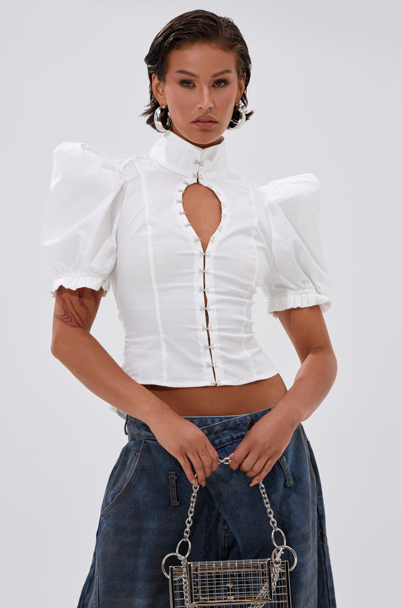 TOO COOL FOR YOU LACEUP BLOUSE