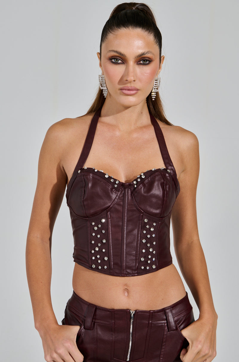 TEMPTATION'S BEST FRIEND CORSET IN BURGUNDY
