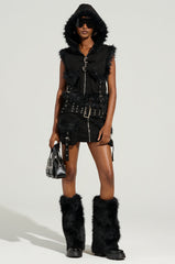 DELANEY FUR TRIM MINI SKIRT