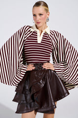 ALMA STRIPE COLLARED BODYSUIT