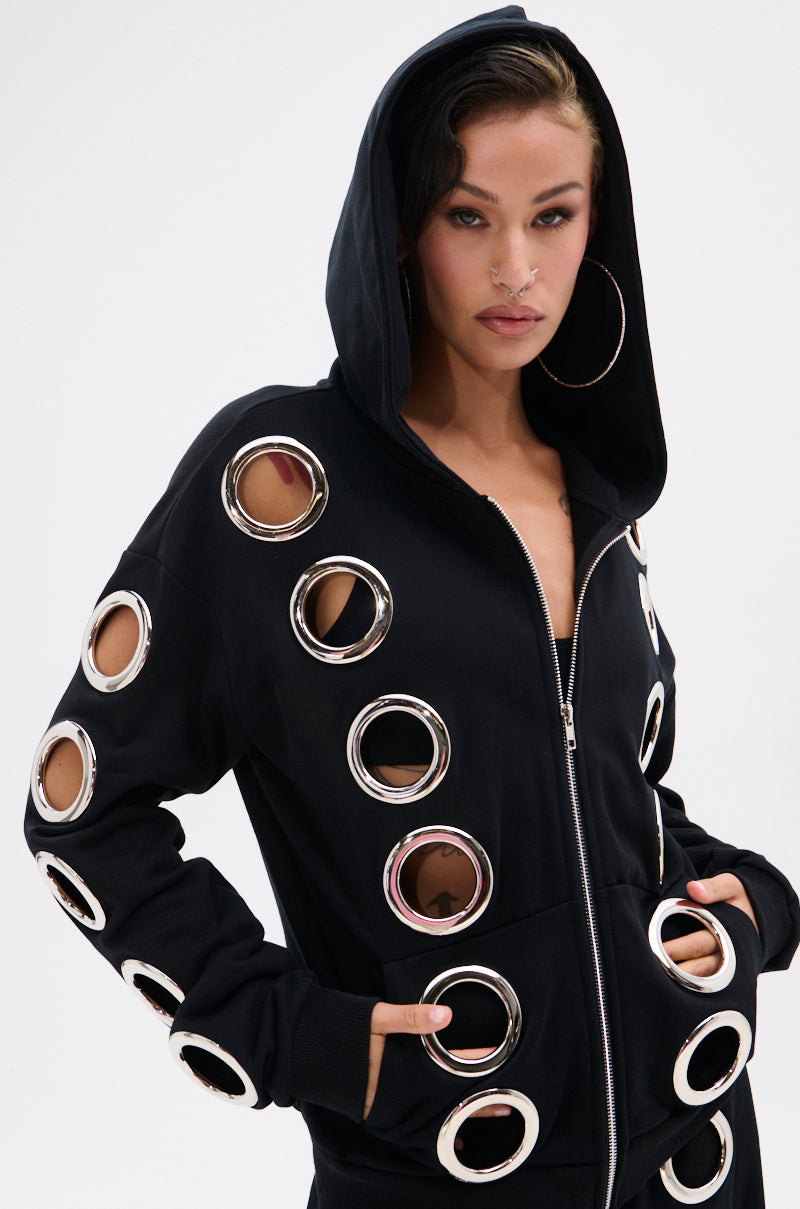 THROUGH THE NIGHT SWEATSHIRT WITH HOLES