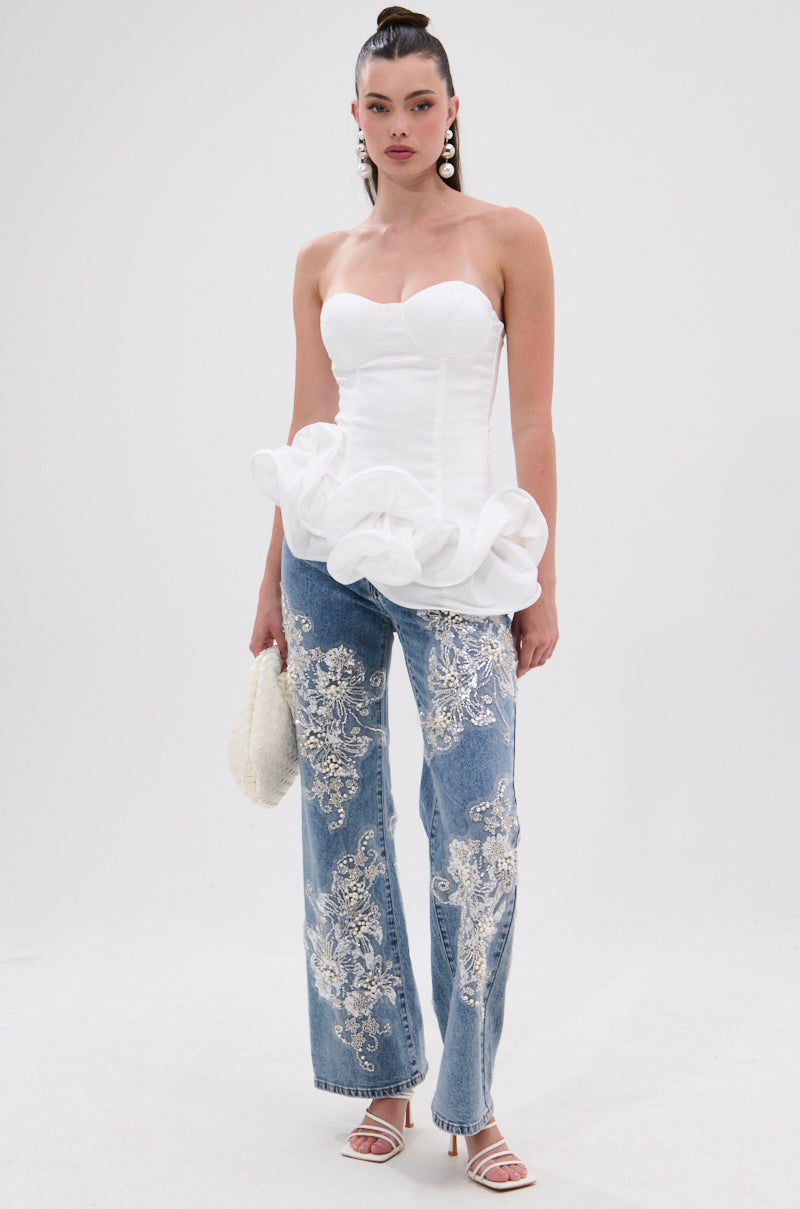 THE MORE YOU KNOW RUFFLE DETAIL CORSET TOP