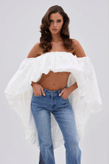 MELANI OFF THE SHOULDER HIGH LOW BLOUSE
