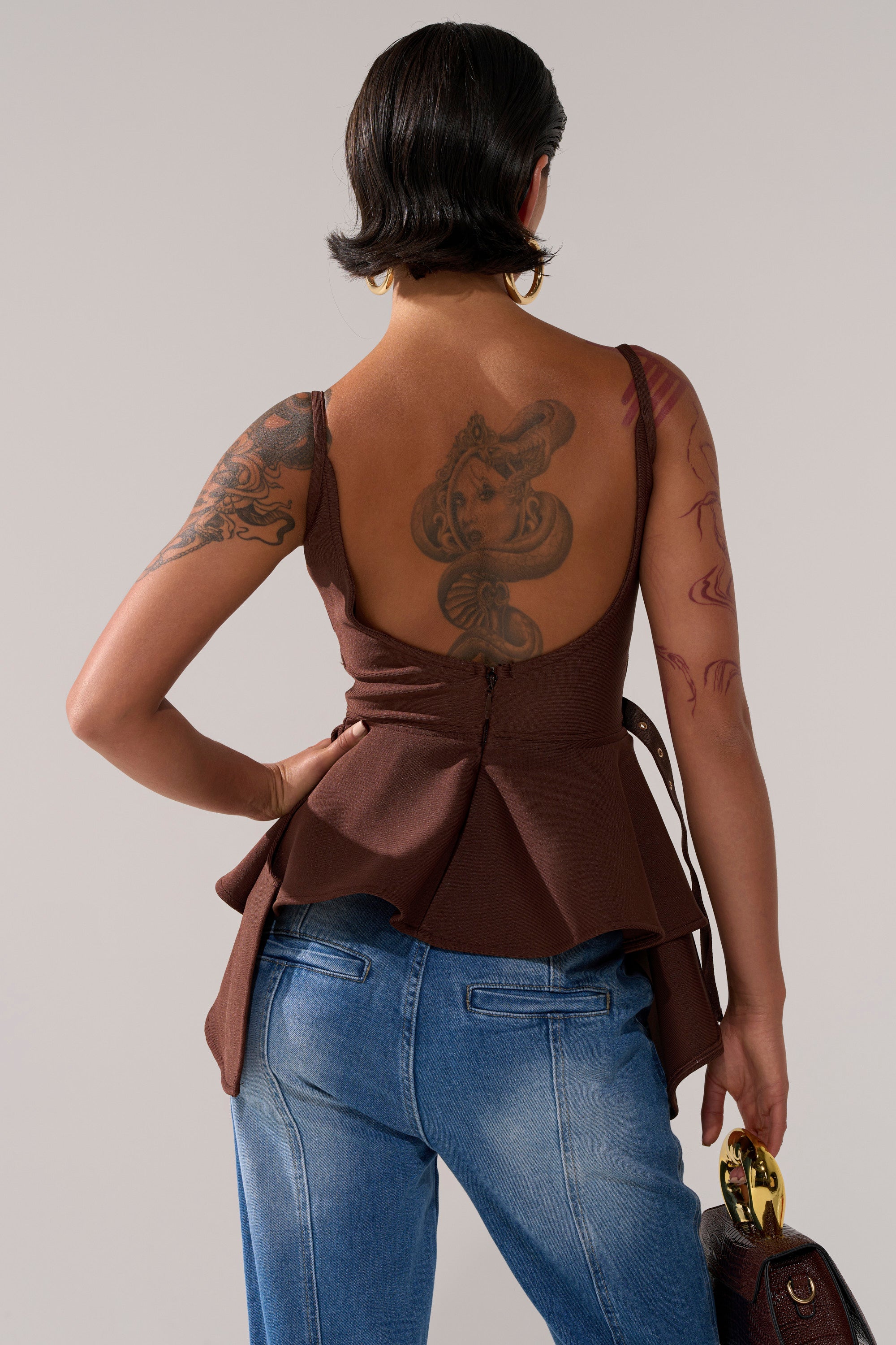 TRACY SIDE ADJUSTER PEPLUM TOP