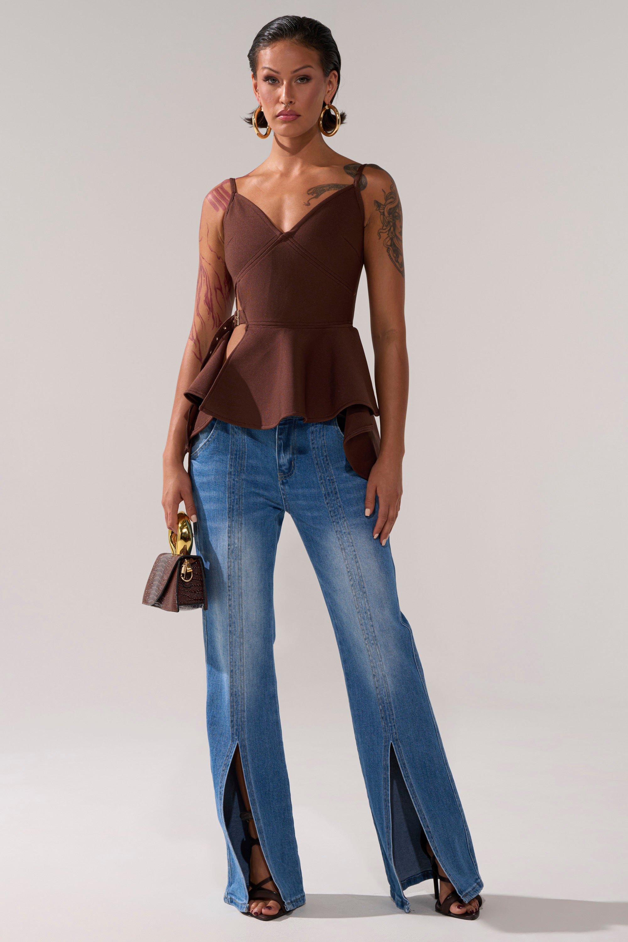 TRACY SIDE ADJUSTER PEPLUM TOP