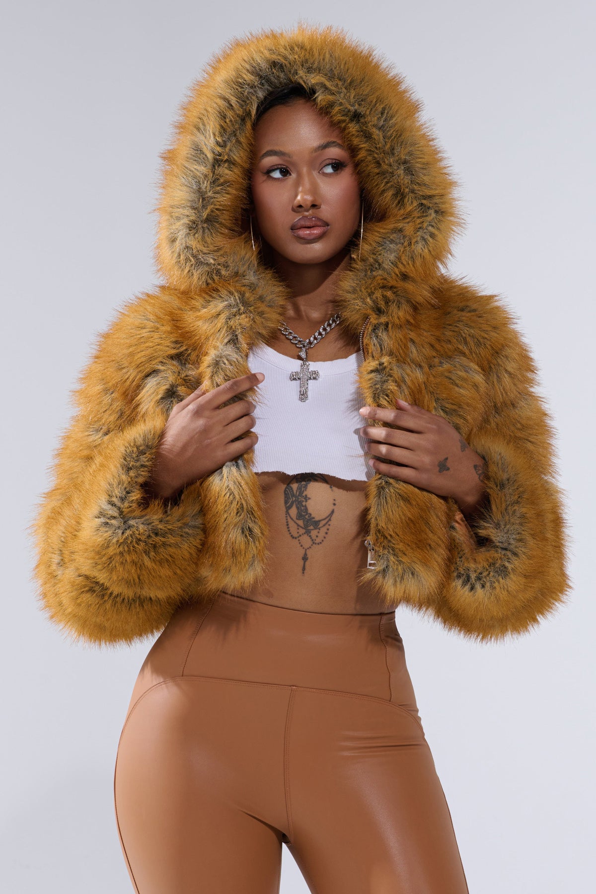 BREAK THE BANK HOODED FAUX FUR