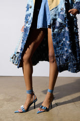 GROUND WORK DENIM POINTED TOE SILVER HARDWARE SANDAL