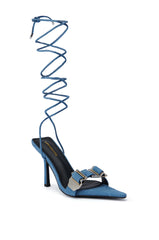 GROUND WORK DENIM POINTED TOE SILVER HARDWARE SANDAL