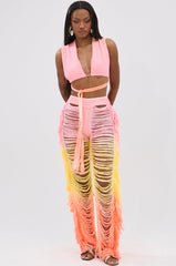 TIME TO DANCE CUTOUT FRINGE PANT AND TOP SET