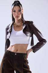 HARLEY LUXE ULTRA CROP MOTO IN CHOCOLATE
