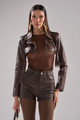 HARLEY LUXE ULTRA CROP MOTO IN CHOCOLATE