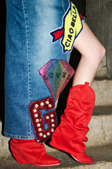 AZALEA WANG HAWKSTON RED RUCHED WESTERN BOOTIE