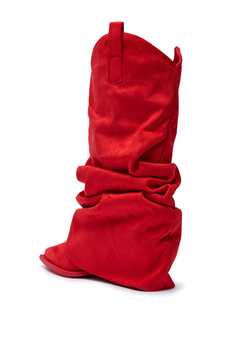 AZALEA WANG HAWKSTON RED RUCHED WESTERN BOOTIE