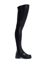 AZALEA WANG HAYDEE BLACK OVER THE KNEE SUEDE AND PU BOOT