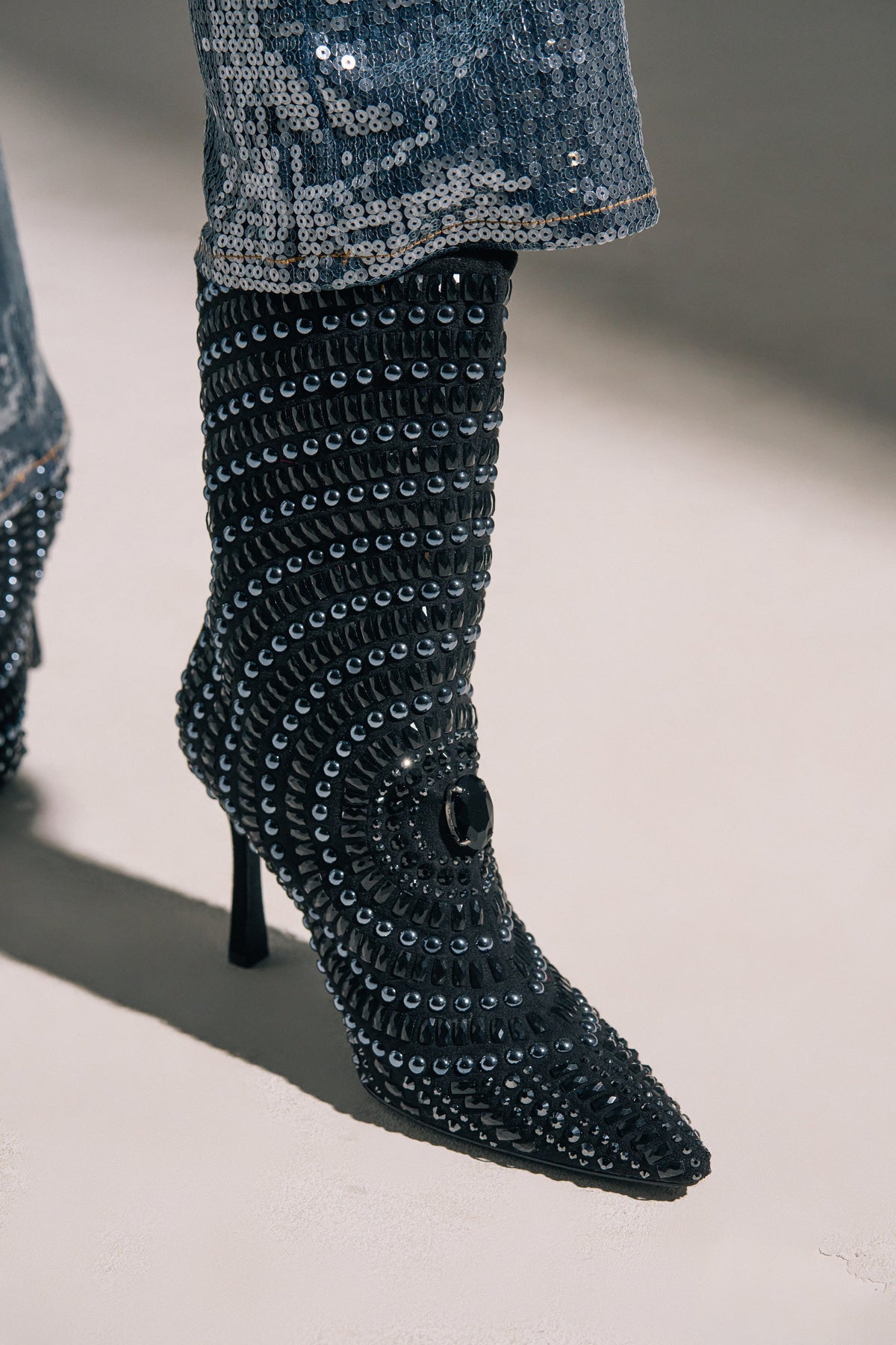 AZALEA WANG HILLEL PEWTER RHINESTONE BOOTIE