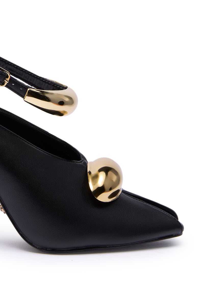 AZALEA WANG HIMAH BLACK OPEN TOE PUMP