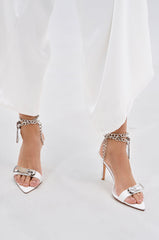 AZALEA WANG HORUS WHITE ZIPPER EMBELLISHMENT SANDAL