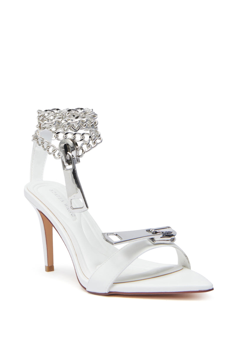 AZALEA WANG HORUS WHITE ZIPPER EMBELLISHMENT SANDAL