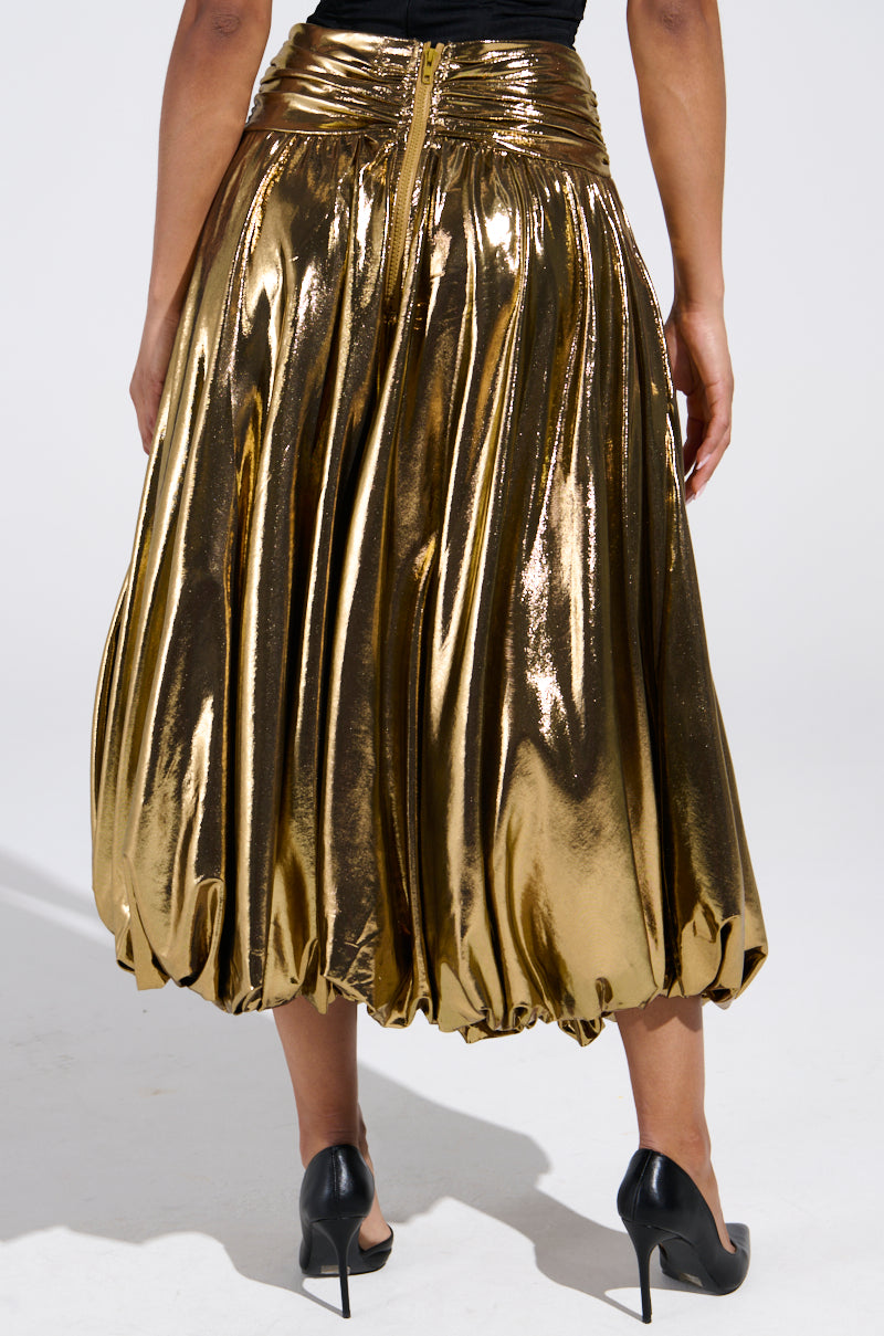 MONEY MAKER METALLIC MIDI SKIRT