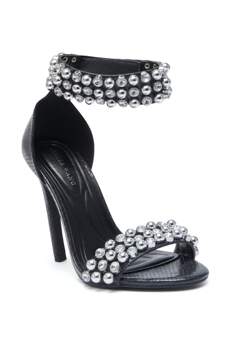 AZALEA WANG ILYA BLACK EMBELLISHED SANDAL