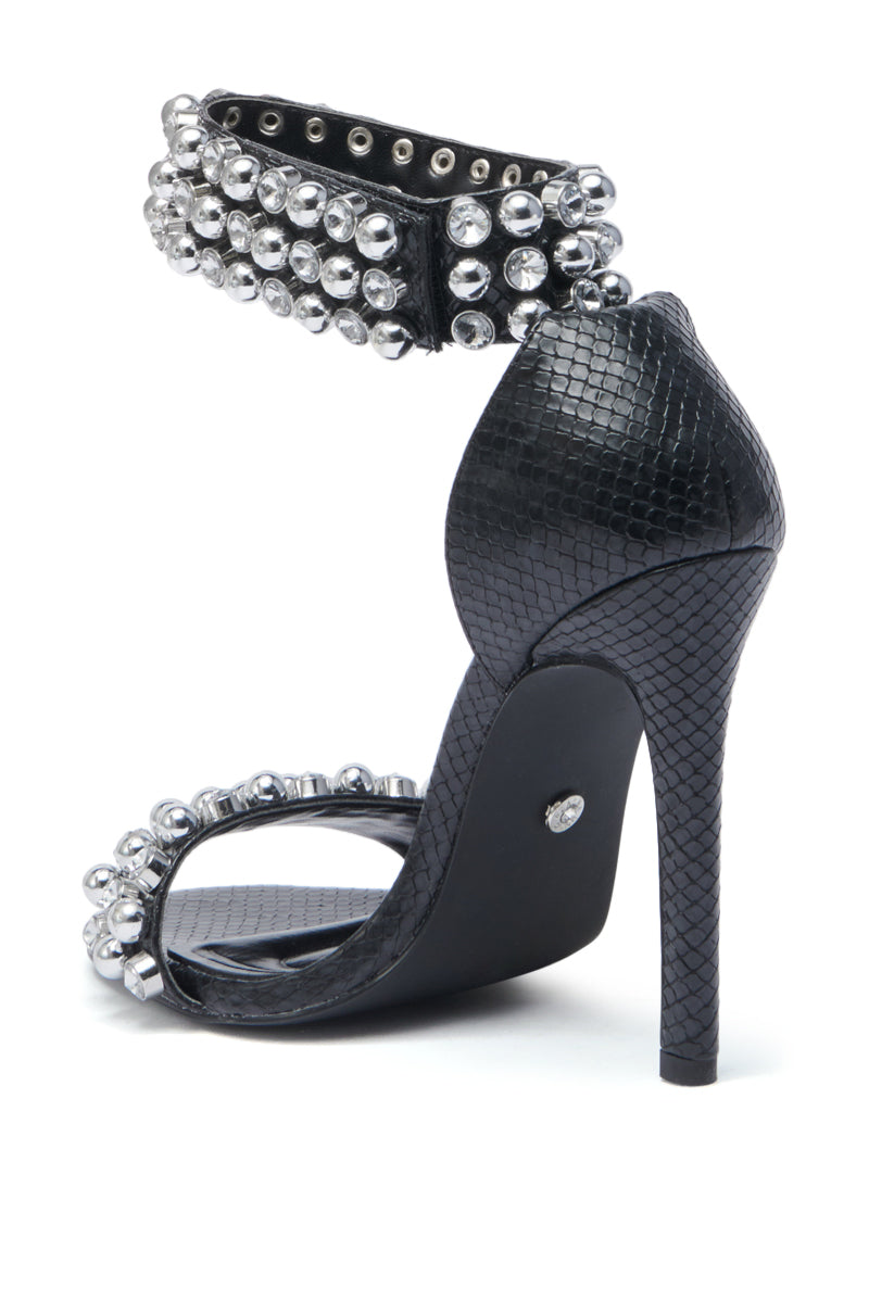 AZALEA WANG ILYA BLACK EMBELLISHED SANDAL