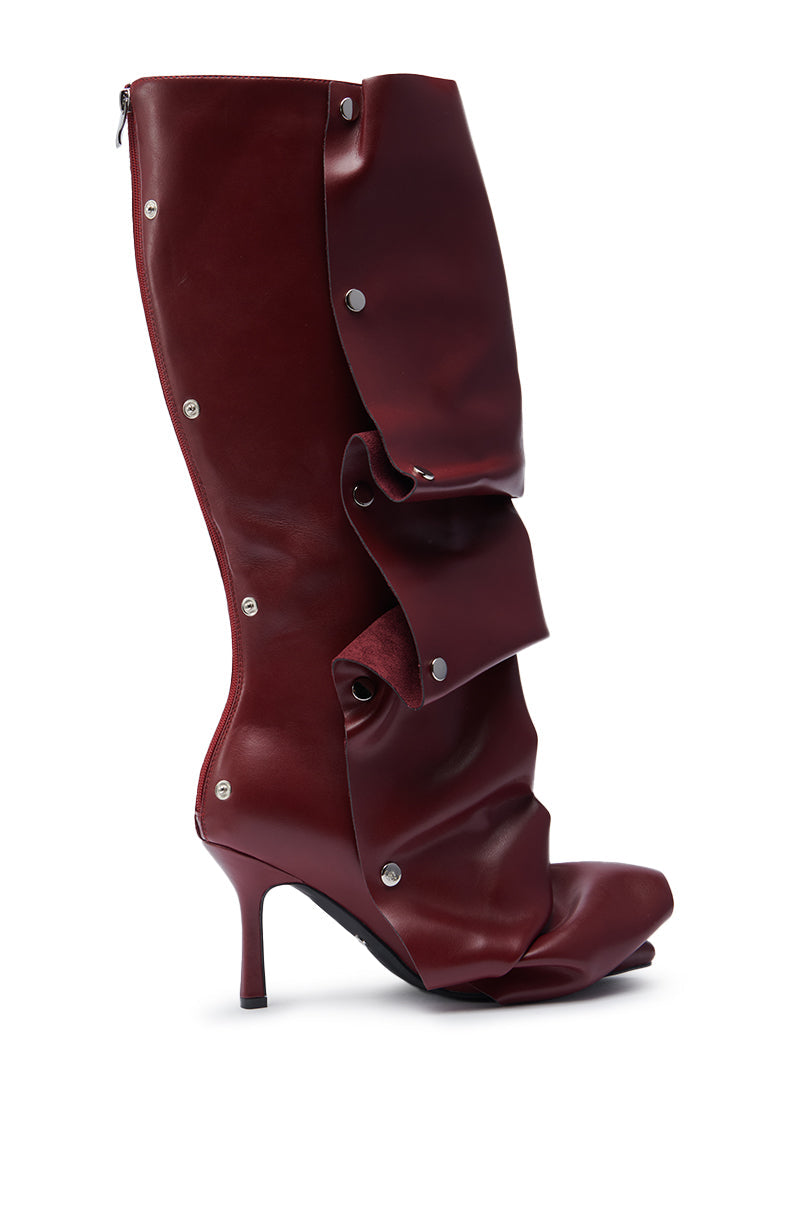 AZALEA WANG IMOGINE BURGUNDY STILETTO SNAP BOOT