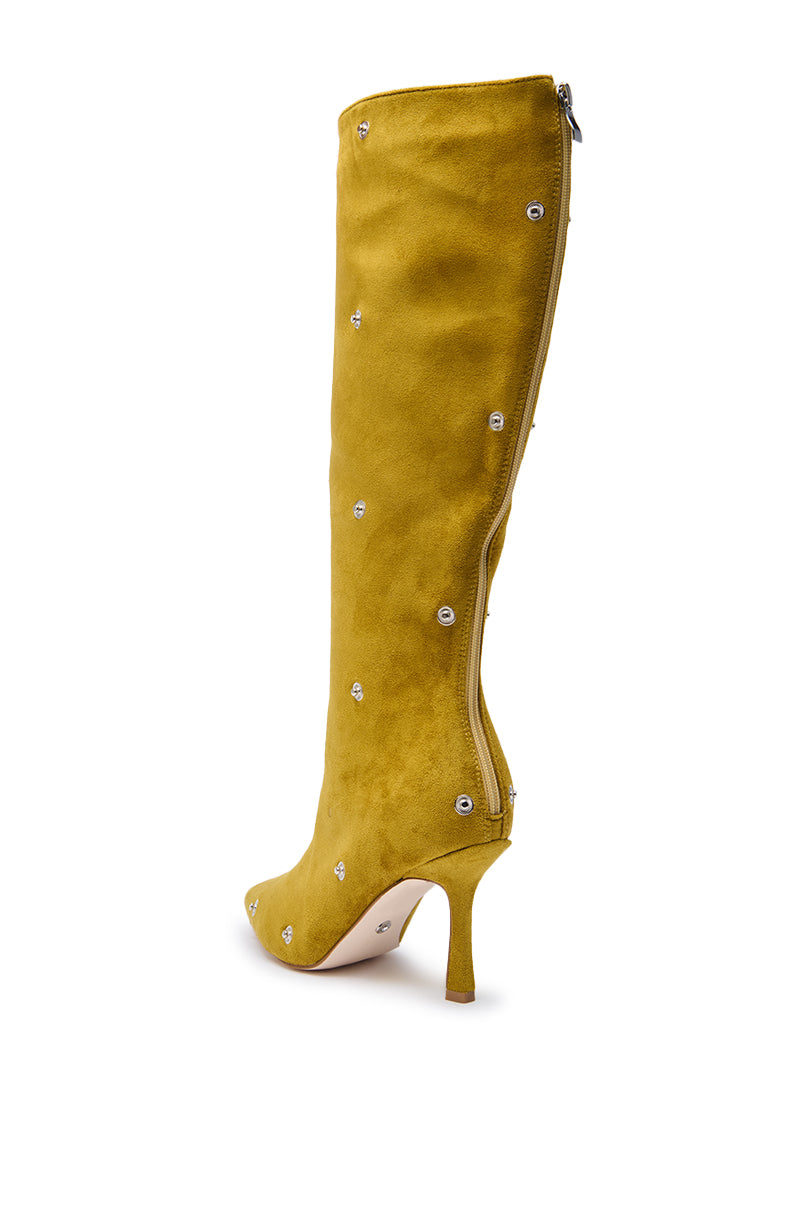 AZALEA WANG IMOGINE OLIVE FOLDED DETAIL STILETTO BOOT